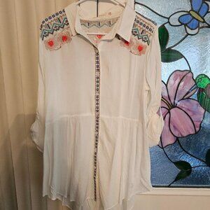 Solitaire embroidered tunic shirt - white size XL -